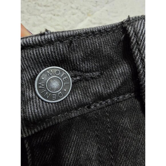 Motel Denim Black Split Bootleg High-Waist Jeans Women's L - Picture 10 of 12